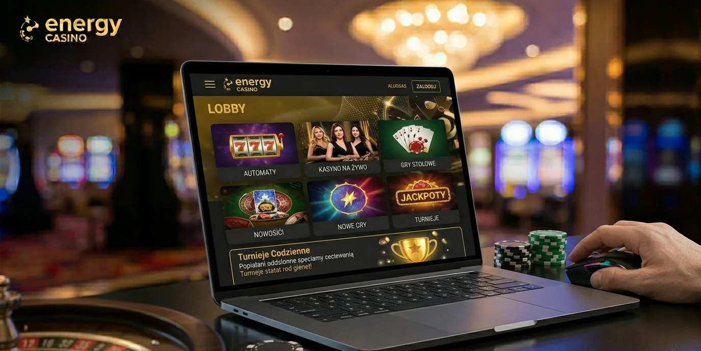 Lobby z grami w Energy Casino — kategorie slotów i live casino