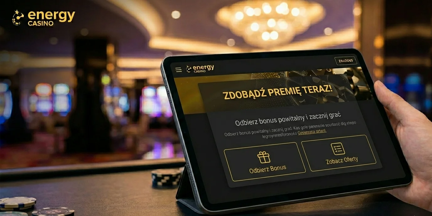 Odbiór bonusu powitalnego Energy Casino na tablecie